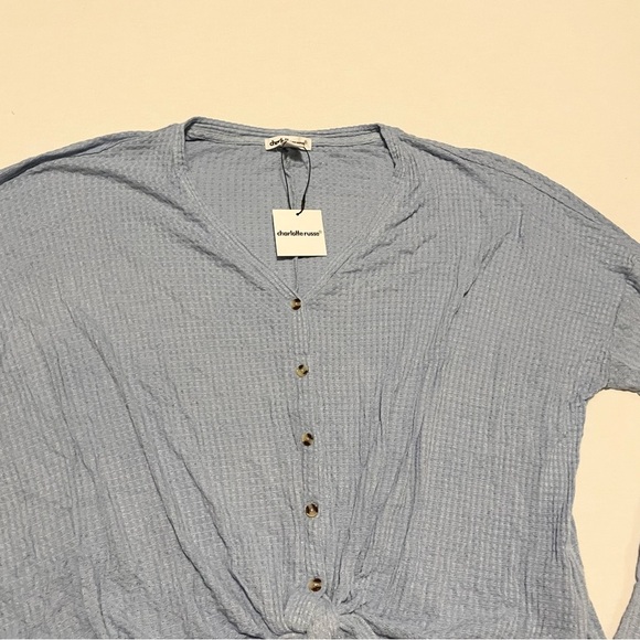 Charlotte Russe Womens Button Up Tie Up Long Sleeve Top Size XL - Picture 2 of 15